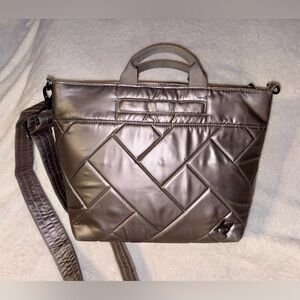 LUG Tenor Quilted Silver Metallic Crossbody Bag